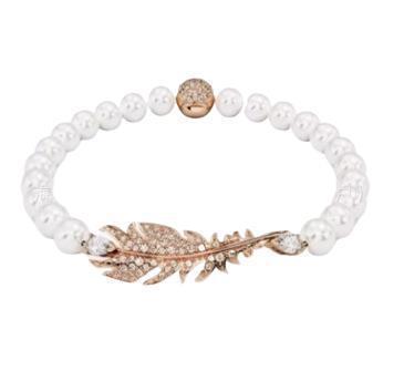 로즈 골드 진주 깃털 팔찌