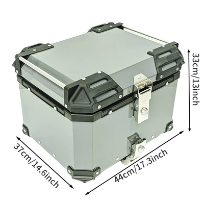 Gray Motorcycle Tail Box, Aluminum Alloy Rear Trunk, Electric Vehicle Tail Box, Aluminum Alloy 45-Liter with Lock, Quick Release (Motorcycle trunk) - 45l-all-gray