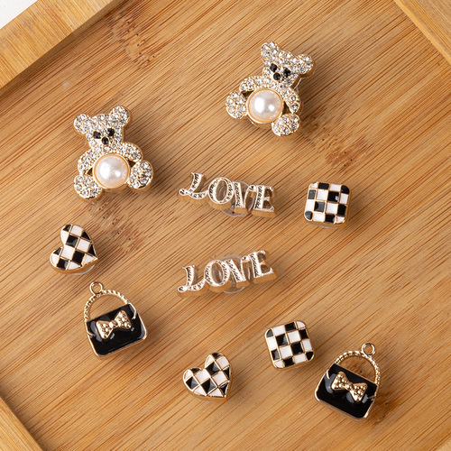 Dongdong DIY shoe buckle accessories metallic style high-end cute bear removable decorative shoe flower