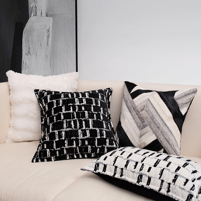Modern Simple Mid-Century Style Beige Black Living Room Sofa Pillow B&B Hotel Bedside Multi-Piece Set Cushion Waist Pillow