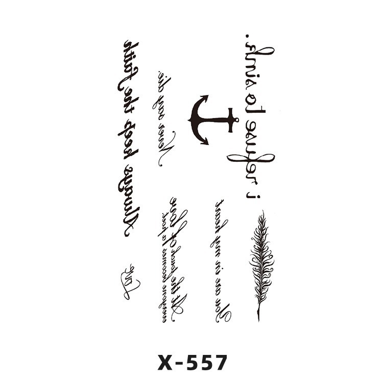 Arco de flor pequeña pegatinas de tatuaje fresco 3D dibujos animados transfronterizo Henna rosa impermeable texto en inglés pegatinas de tatuaje