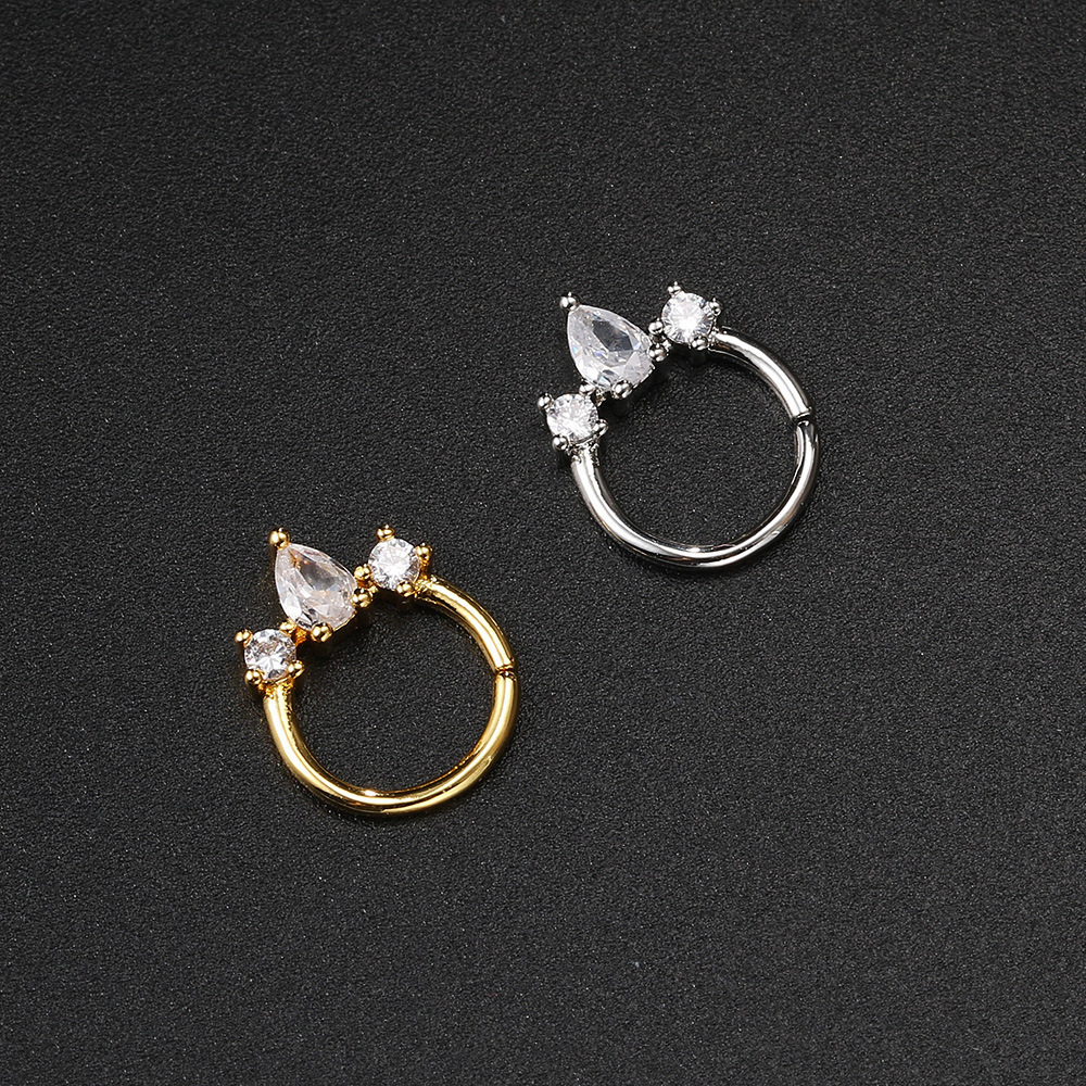 Simple Style Classic Style Geometric Copper Inlay Rhinestones Nose Ring Nose Pin display picture 11