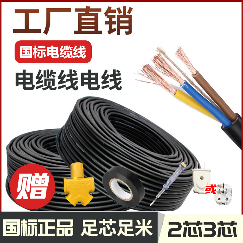 610平方工地阻燃电源线防冻42.5国标电缆线两相三相2心3心1.5