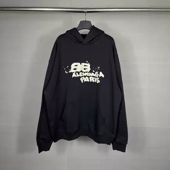 Paris Foreign Trade Cross-Border High Version B Brand Bb Hand-Painted Graffiti Print Hoodie Distressed Vintage Unisex