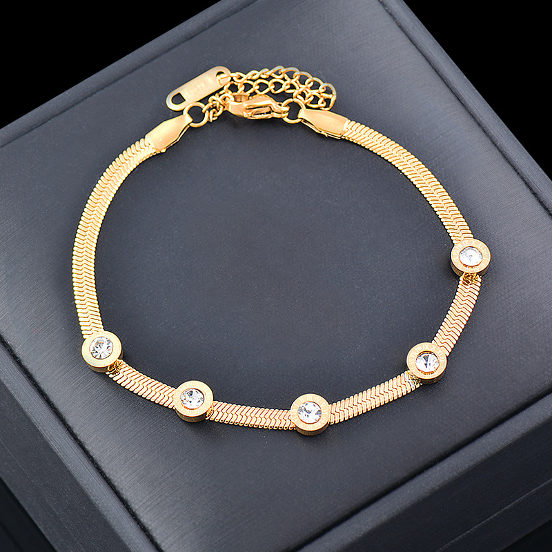 Fashion Geometric Titanium Steel Inlay Zircon Bracelets 1 Piece