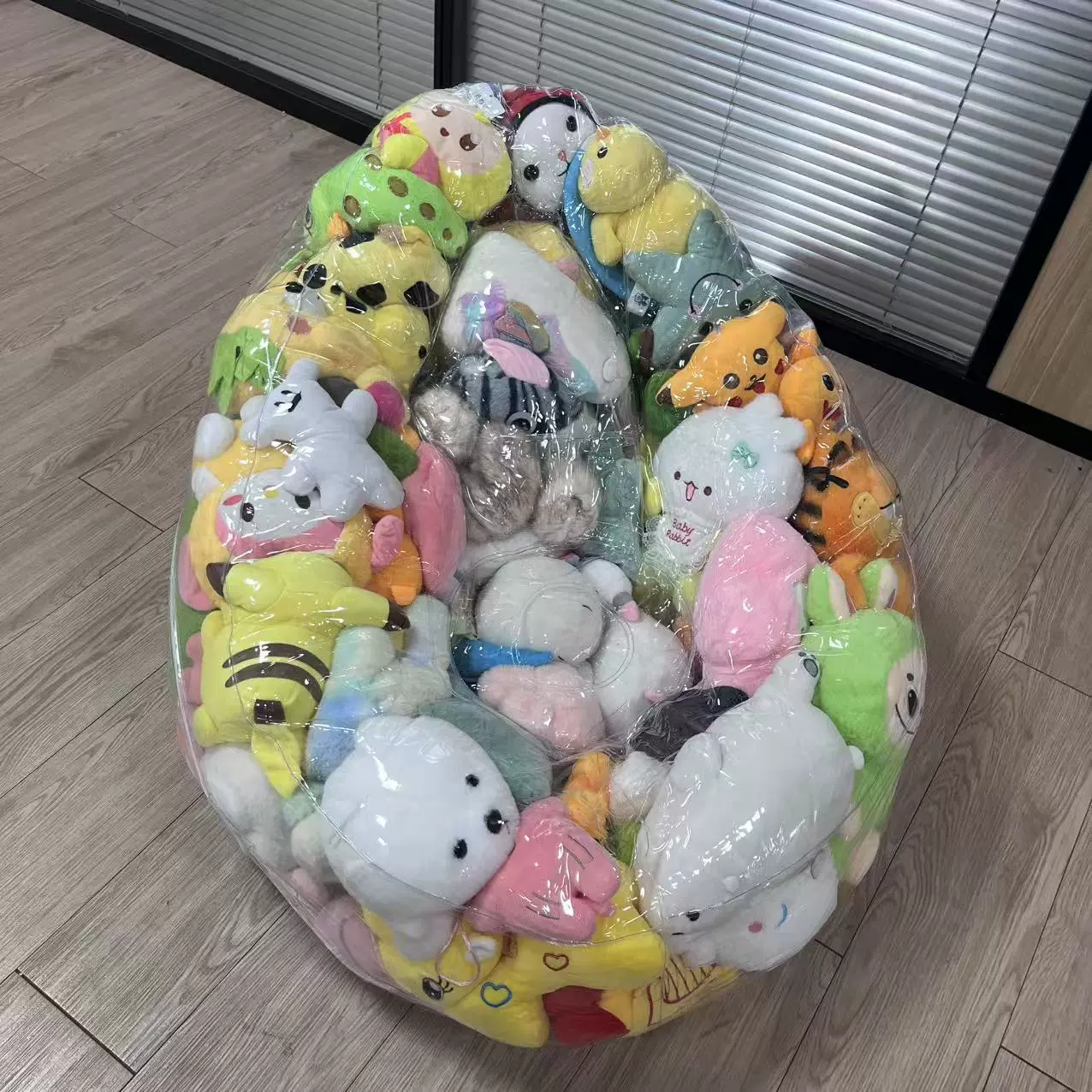 跨境豆袋收纳沙发足球收纳沙发PVC透明沙发双拉链透明沙发工厂