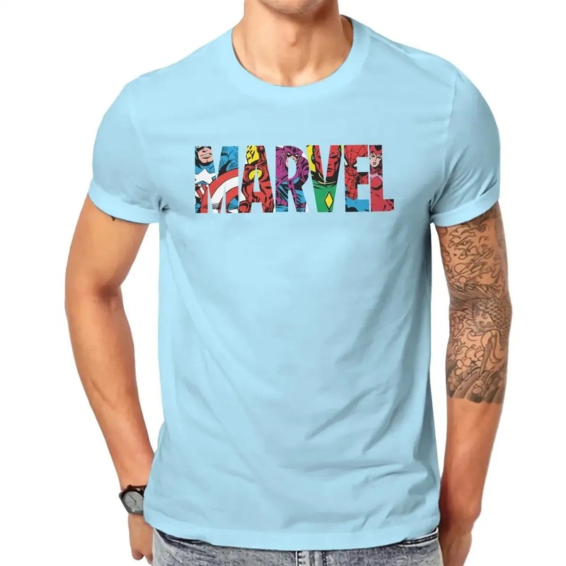 2025 Classic Marvel Character Letter Logo T-Shirt Men's Cotton Casual T-Shirt Round Neck Short Sleeve Clothing 2025 Classic Marvel Character Letter Logo T-Shirt Men's Cotton Casual T-Shirt Round Neck Short Sleeve Clothing
