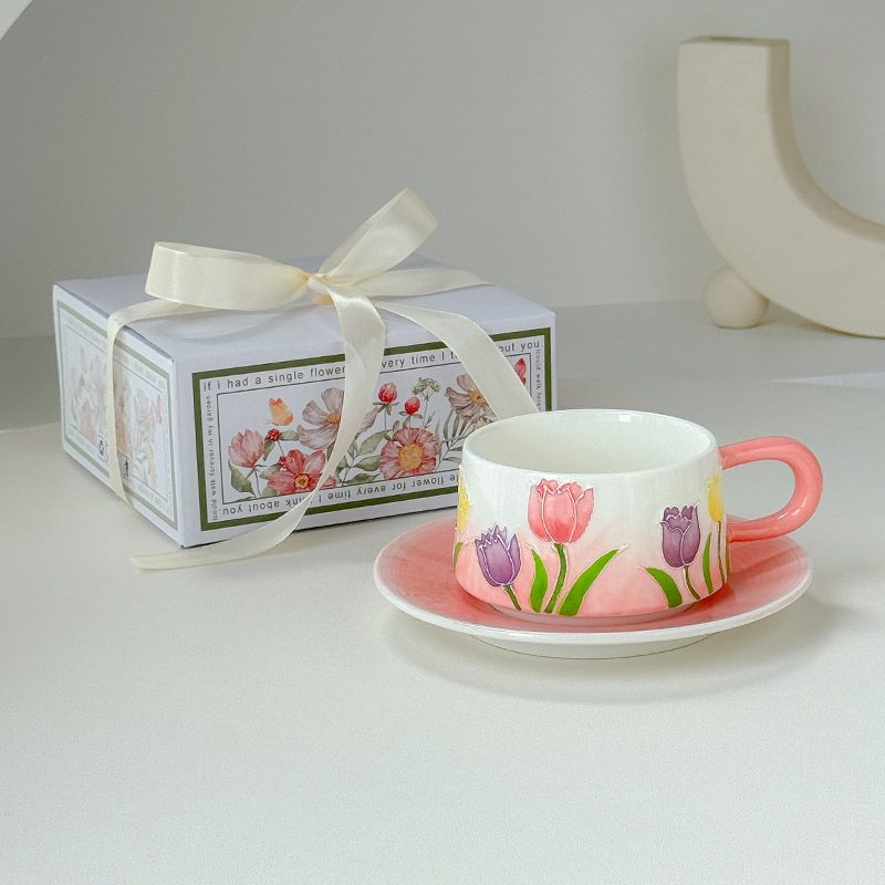 Vintage Tulip Coffee Cup Plate Set Tea