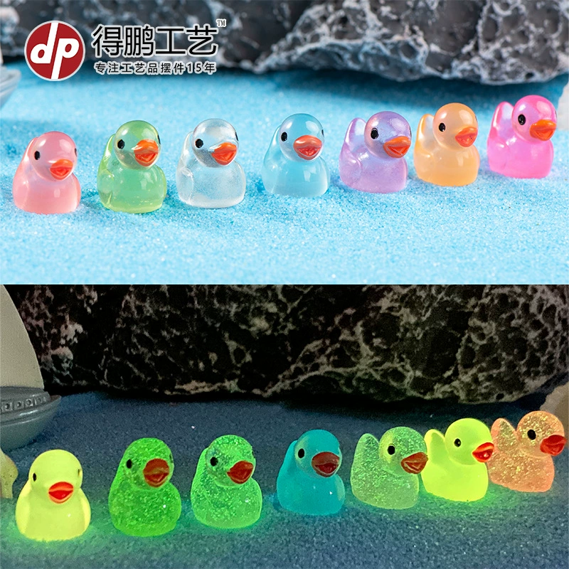 Многоцветная светящаяся желтая утка мультяшная кукла маленькие украшения микро пейзаж Смола креативные ювелирные изделия ремесленные аксессуары