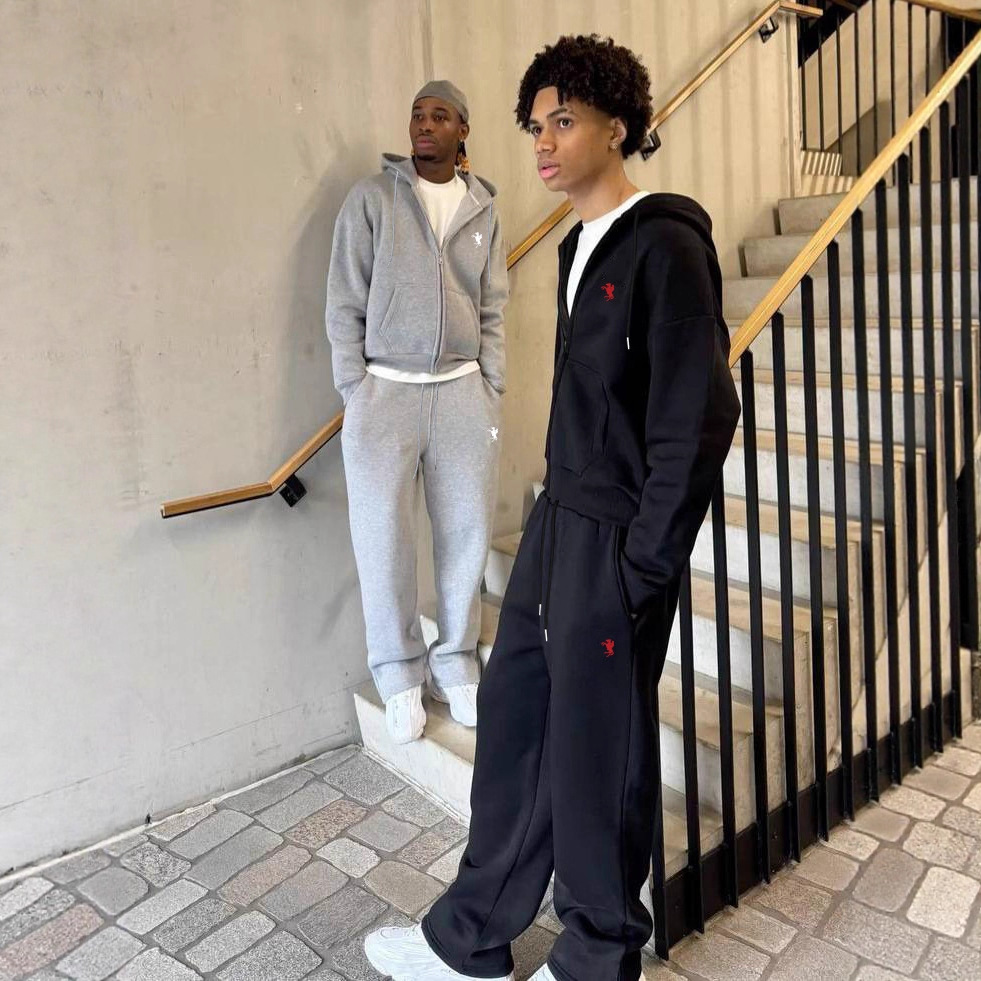 Cross-Border Men's Hooded Printed Sweatshirt Loose Jacket Autumn Sports and Leisure Trendy Zipper Suit