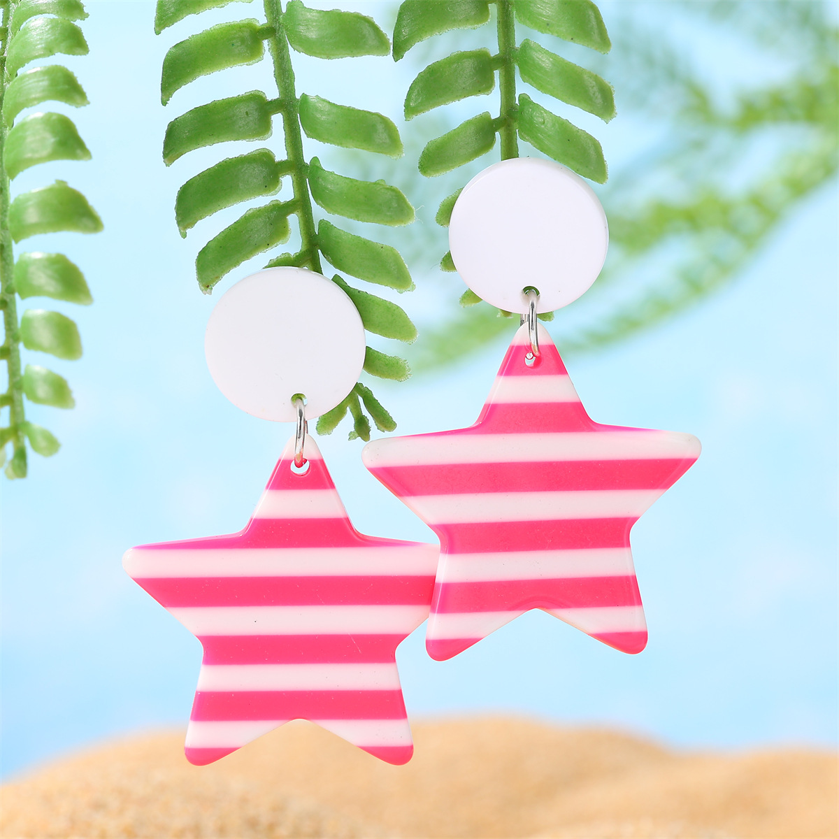 9g Weight Alloy Ear Needle Material Drop Earrings Classification 1 Pair Quantity Holiday, Beach Occasion Acrylic Material Pentagram Pattern All Seasons Season Women's Gender Casual, Vacation Style 1 Pair Casual Vacation Pentagram Arylic Drop Earrings 2