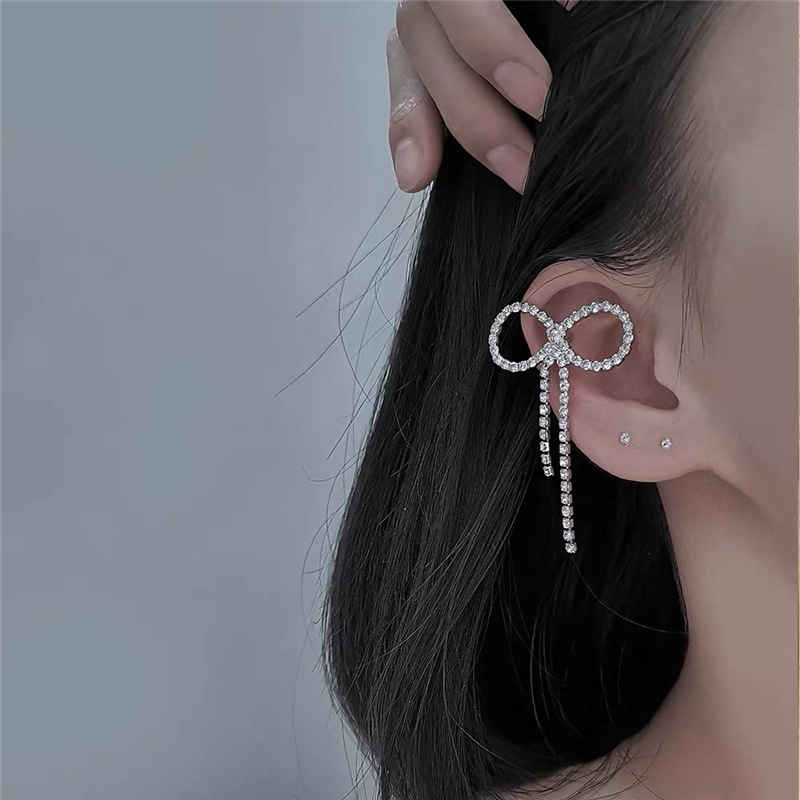 Korean Fashion Full Diamond Bow Ear Bone Clip display picture 1