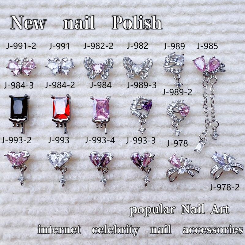 Light Luxury Cherry Blossom Pink Manicure Zircon Diamond Stereo Cut Out Butterfly Garland Fairy Wand Pendant Series Nail Accessories