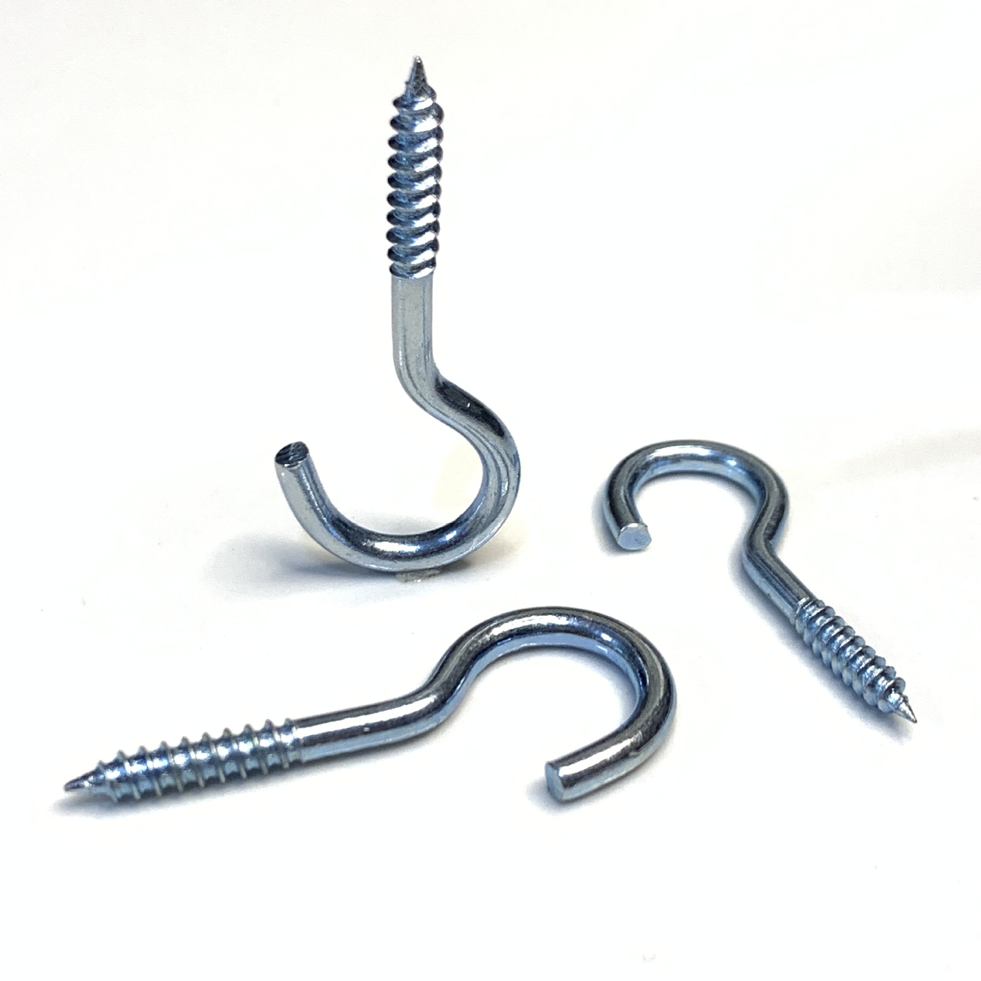 镀蓝白锌开口问号挂风灯钩子羊眼圈尖头自攻螺丝钉羊角铁制杯钩