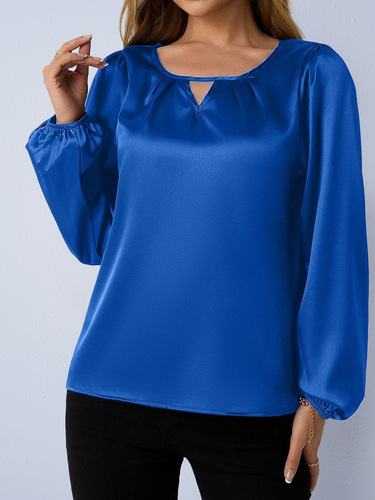 Women's European and American-style autumn satin shirt, 25 spring/autumn new arrival: satin casual long-sleeved shirt.