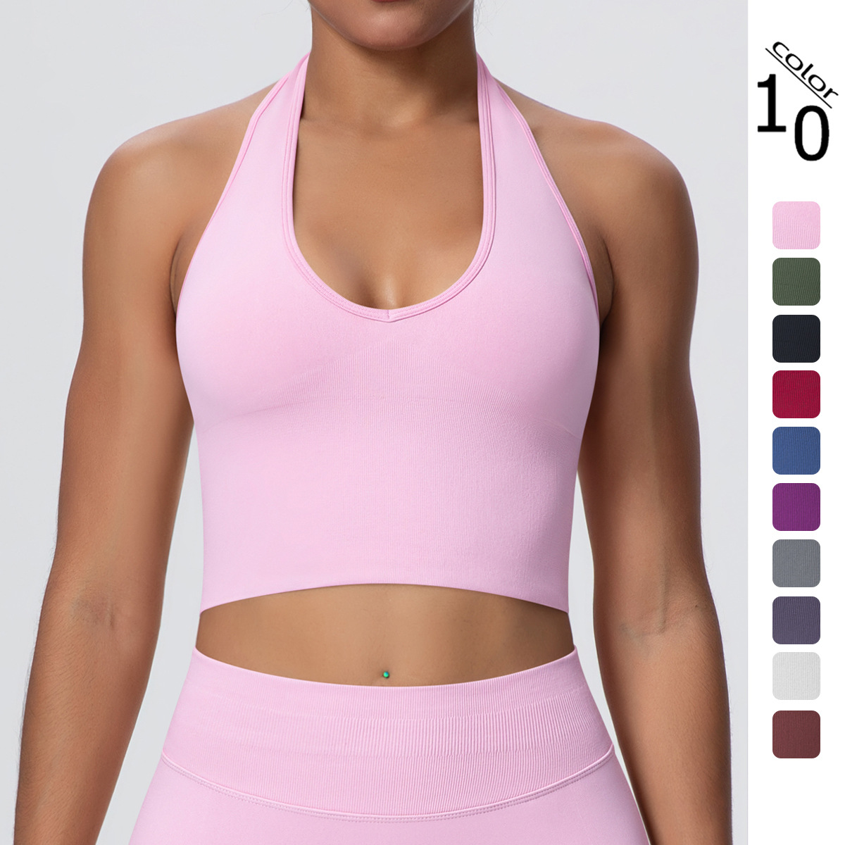 Transfronterizos Europa y América cuello transpirable retorno belleza yoga sujetador Europa y América ropa interior deportiva sin costuras mujeres de verano antichoque ropa de fitness image 1