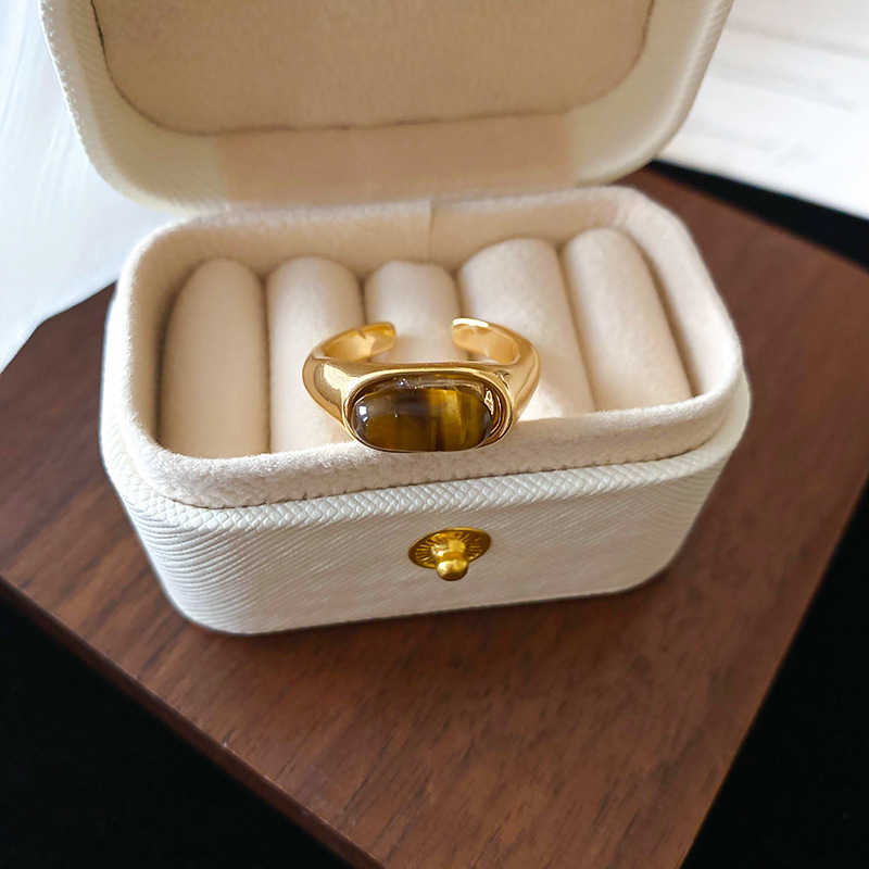 Anillo de apertura de espiga de circonio de vintage medieval anillo de todo fósforo de nicho femenino joyería de alta gama de lujo ligero retro