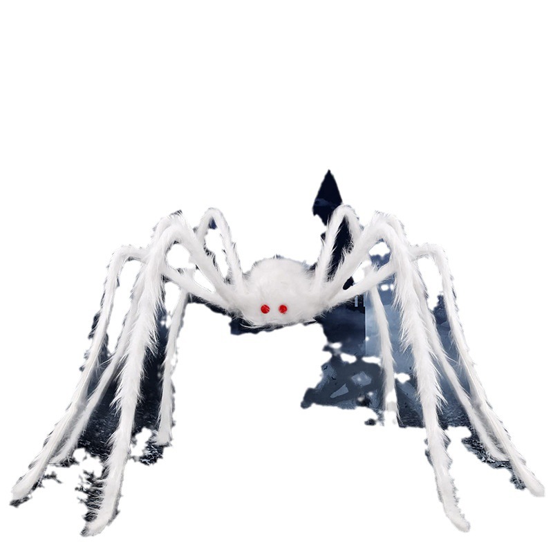 Accesorios de decoración de Halloween Divertido y complicado Araña de felpa blanca Casa encantada Bar Cámara secreta Escena de terror Disposición