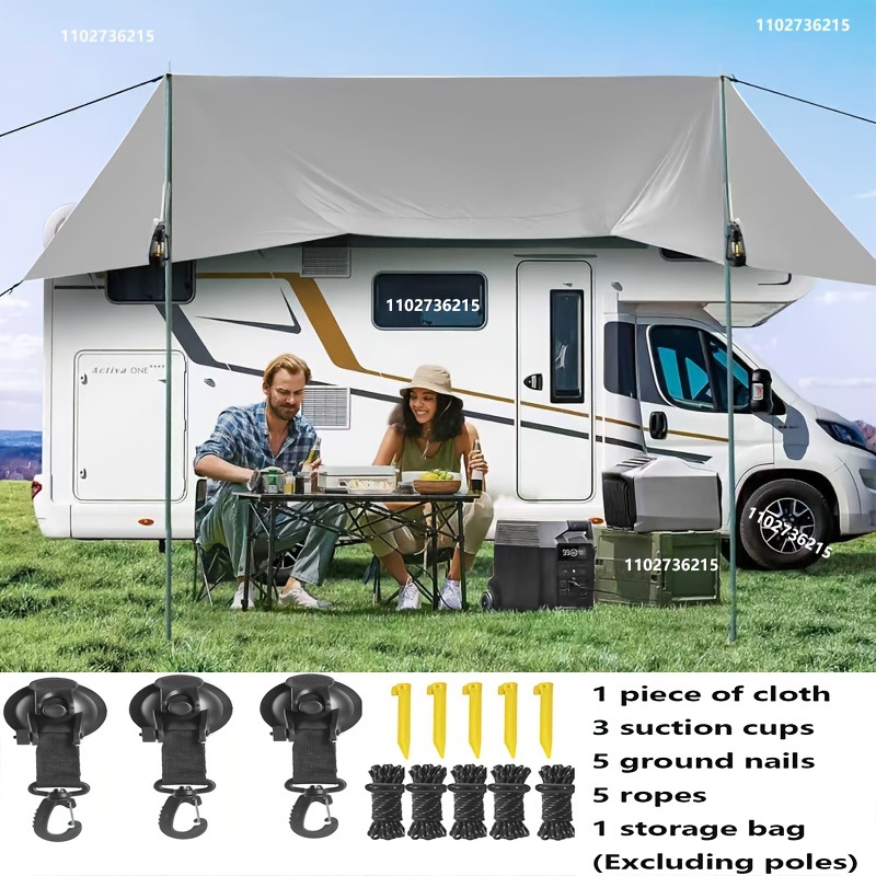 Bat-shaped car side tent, silver-coated canopy, outdoor camping rain shelter, sunshade for SUV