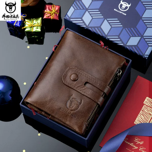 Captain Cow Leather Goods Genuine Leather Men's Wallet Vertical Style Casual Short Multi-Function Photo Album Driver's License First Layer Cowhide Wallet