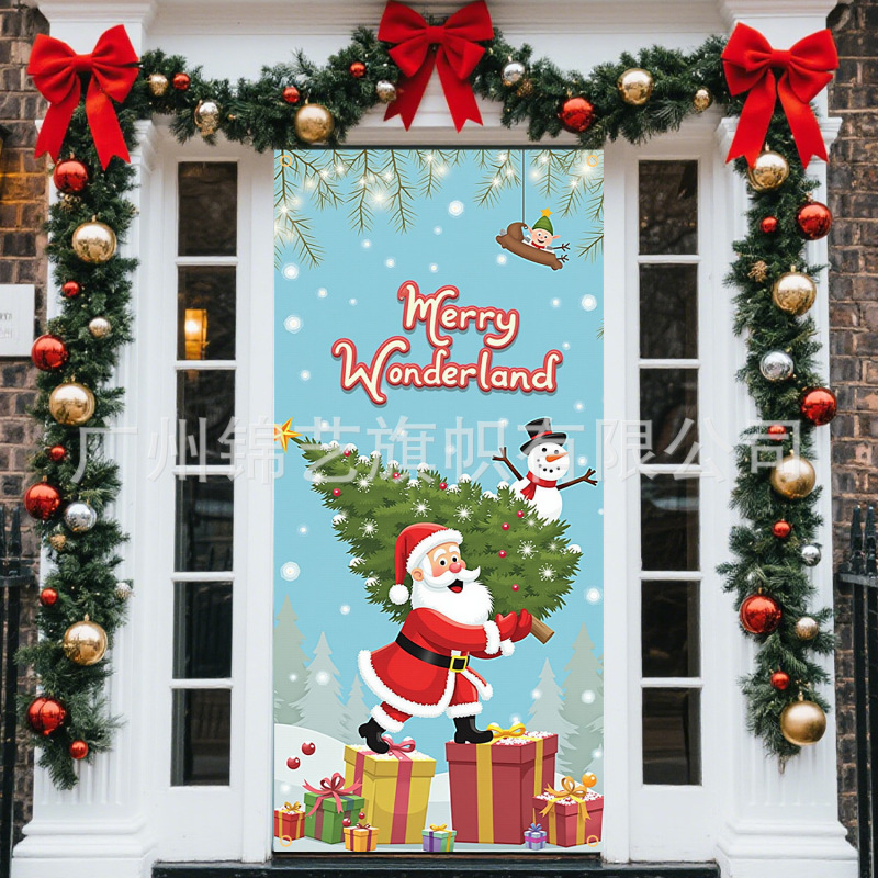 クロスボーダー新しいクリスマスドアカバードアハンギングホリデーパーティー装飾シーンレイアウト屋外アマゾンクリスマス|undefined