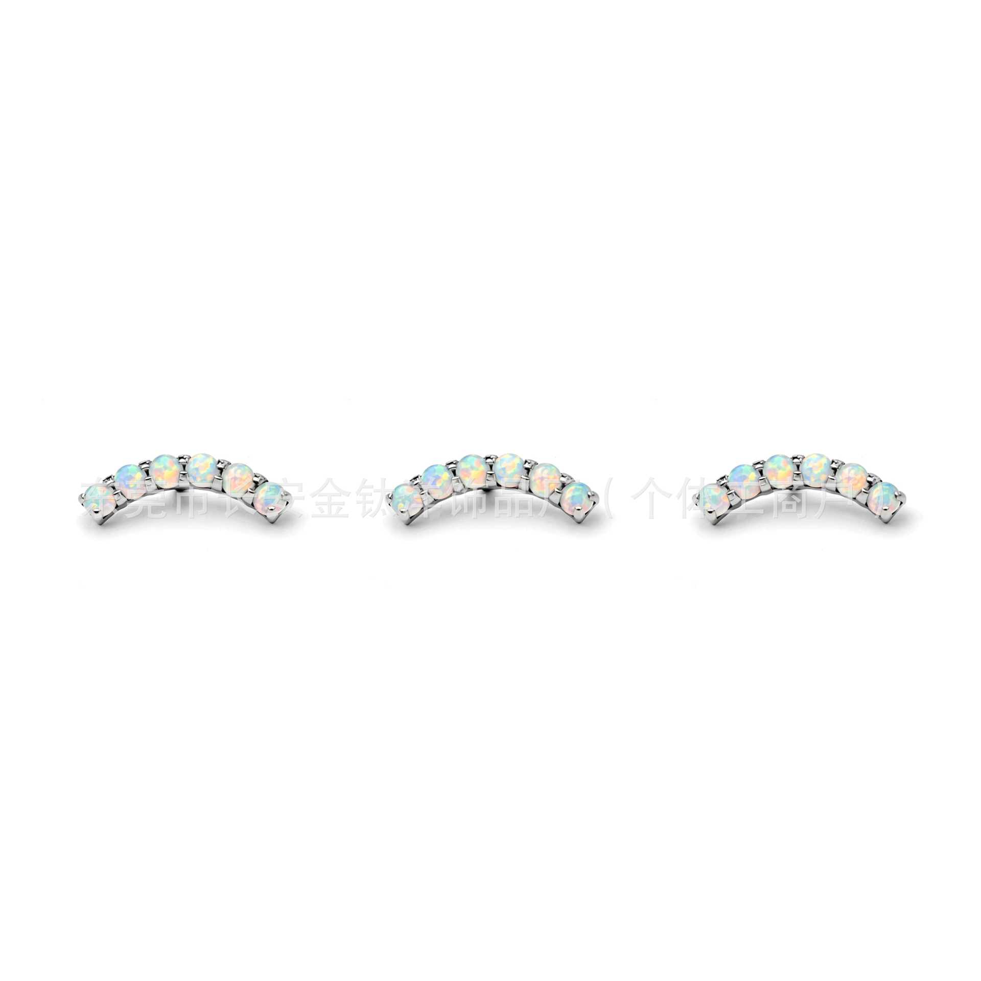 F136 Titanium Six-Row Zircon Lip Piercing Ear Stud Cartilage Stud G23 Titanium Alloy Body Jewelry detail image 4
