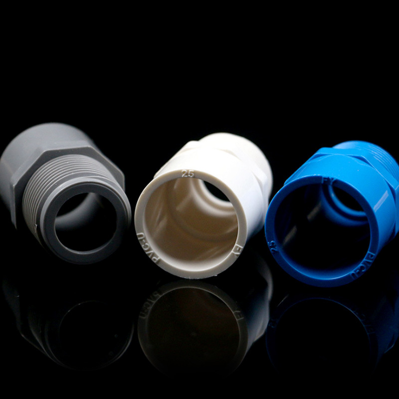 Conector de cable exterior PVC tubería de suministro de agua rosca exterior directa tornillo recto 20 25 32 50 63 75 blanco azul gris image 6