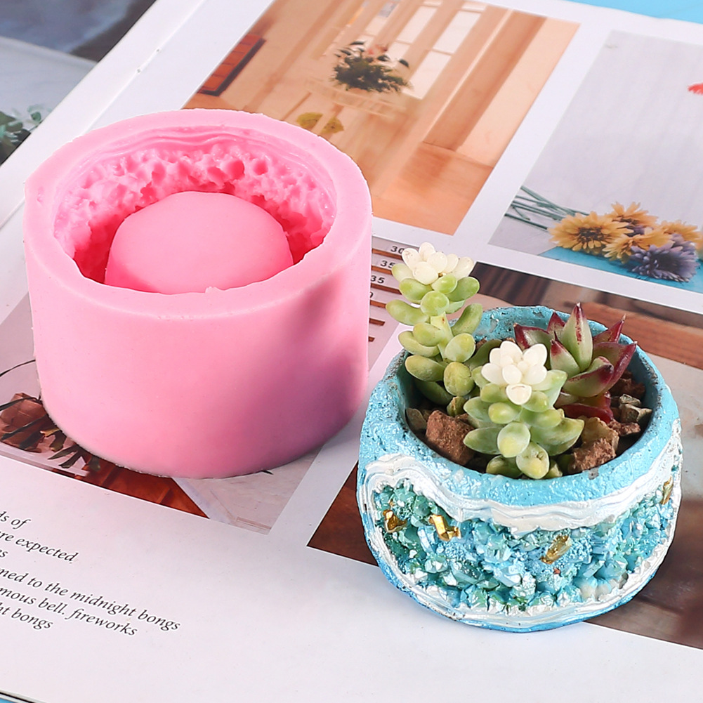 晶石溶洞造型多肉花盆液态硅胶模具 diy香薰蜡烛石膏滴胶模具