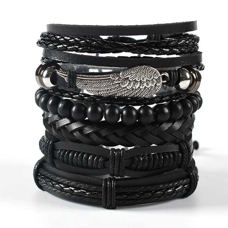40g Weight Bracelets Classification Fashion Wings Pu Leather Men'S Bracelets Men Cord & Leather Bracelets