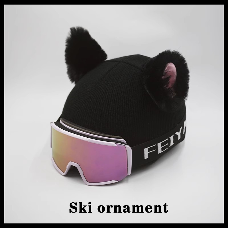 Cute Warm Hat Handmade Cat Ear Ski Helmet Cover Universal Gear