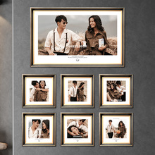 影楼婚纱照相框挂墙放大成品48寸洗结婚照片打印冲洗制作相框批发