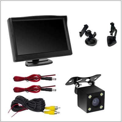 Reversing Video Images Car display - black-edge-5inch-desktop-suction-cup-adjustable-4-lights