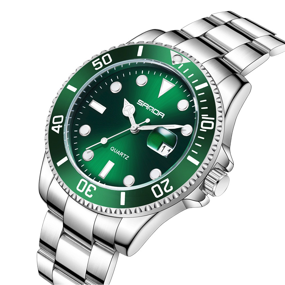 Sanda P1099 nueva correa de acero movimiento cuarzo simple personalidad la moda negocios luminoso puntero reloj