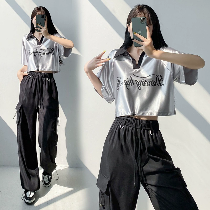Корейская танцевальная girl-группа костюм kpop горячая девушка танцевальный костюм летняя джаз-танцевальная практика униформа хип-хоп уличные штаны