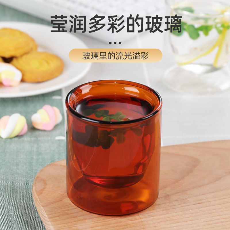 Colorful Egg-Shaped Double-Layer Cup Transparent Glass Teaware Anti-Scald Double-Layer Egg-Shaped Cup Coffee Cup Drink Cup