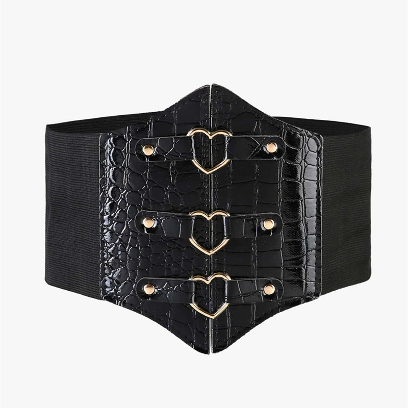 Pu Leather Material Fashion Crocodile Pu Leather Heart Women's Corset Belts 1 Piece