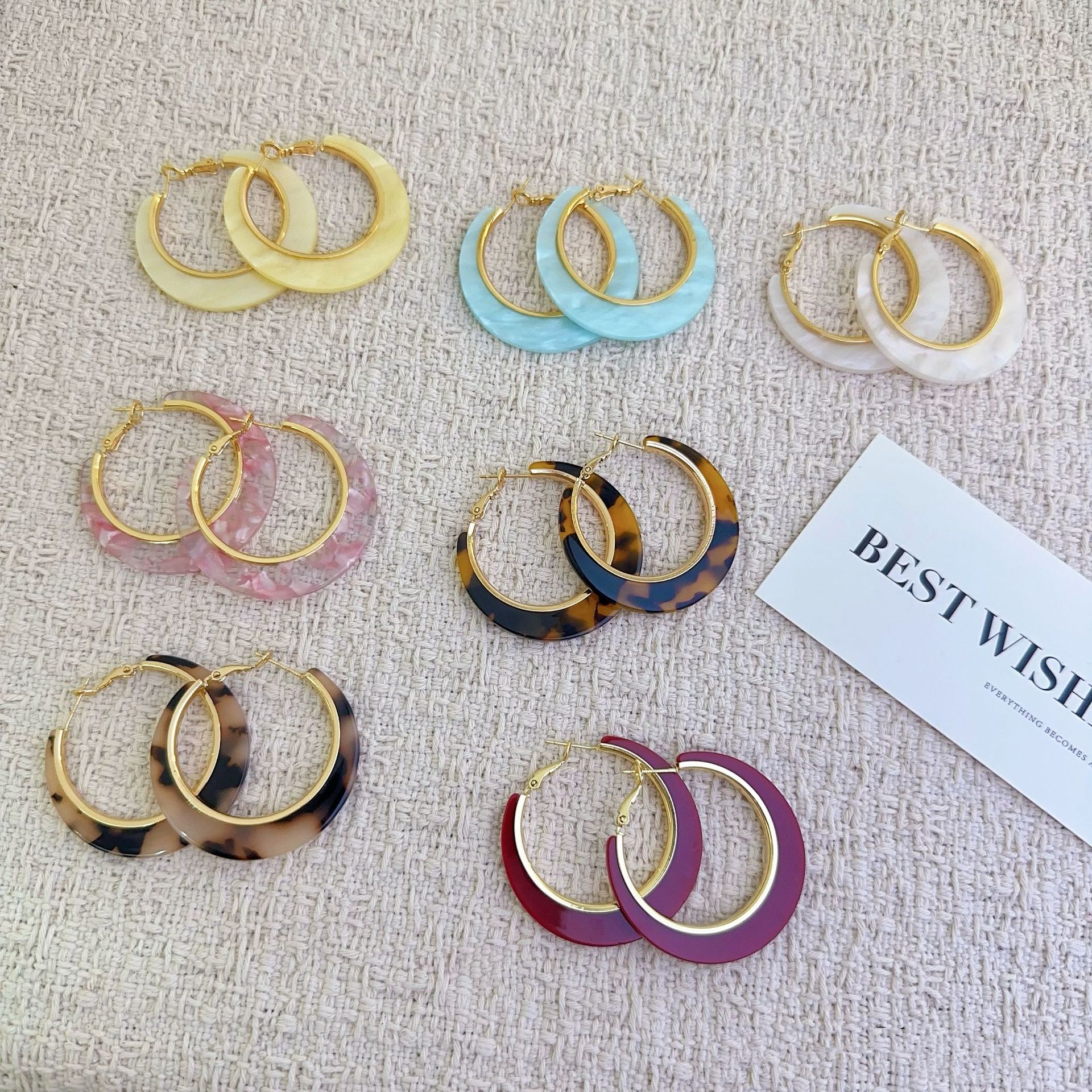Copper Plated Real Gold Zhao Ruth Same Style Hawksbill Color Leopard Print Hoop Earrings Women's New Retro High-end Ear Ring Earrings