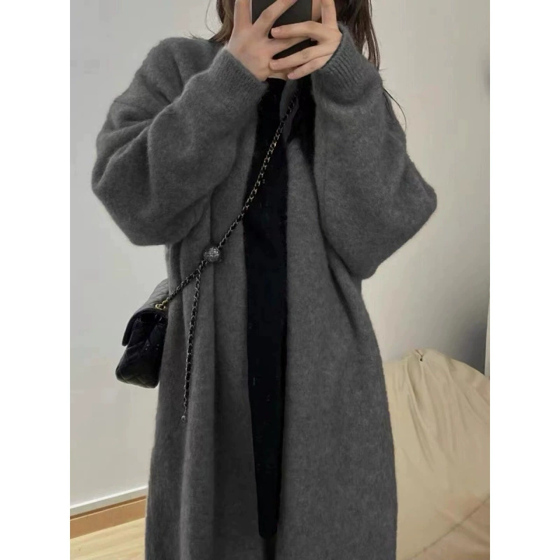 Кардиган, милый длинный свитер, oversize, средней длины