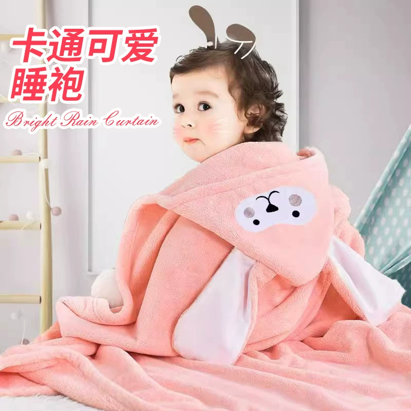 Мультфильм вышитый коралловый бархатный банный халат