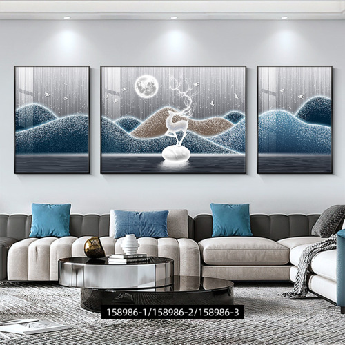 Modern Minimalist Luxury Sofa Background Wall Abstract Three-Panel Painting with Good Omens