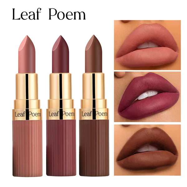 LEAF P0EM cross-border 6-color matte lipstick matte lipstick is not easy to fade non-stick cup European and American waterproof long-lasting lipstick