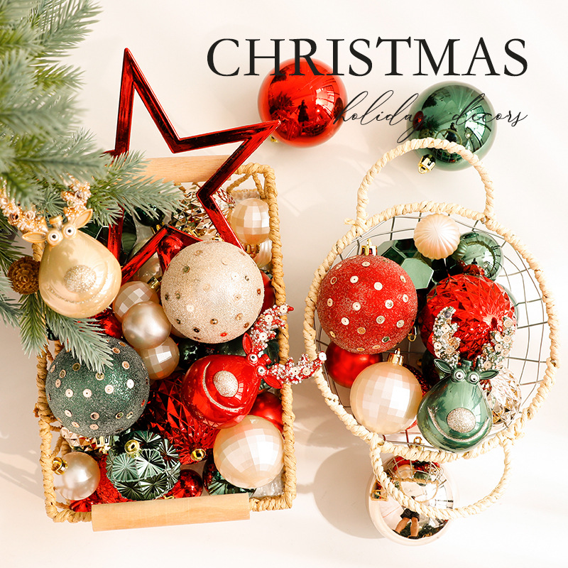 Decoraciones de Navidad Bolas de Navidad rojo, blanco y verde manchas Bolas de Navidad colgantes de árboles de Navidad dibujadas a mano Bolas de Navidad plásticas