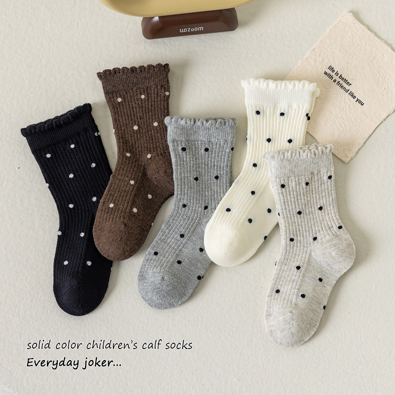 Children's Mid-tube Socks For Autumn, Girls' Black And White Stylish...