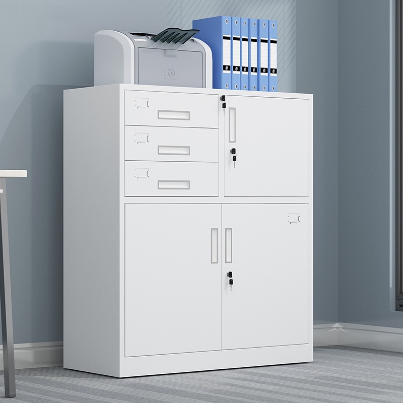 Steel multi-drawer storage cabinet with lock, multi-layer filing cabinet, metal document storage cabinet, office low cabinet, thickened