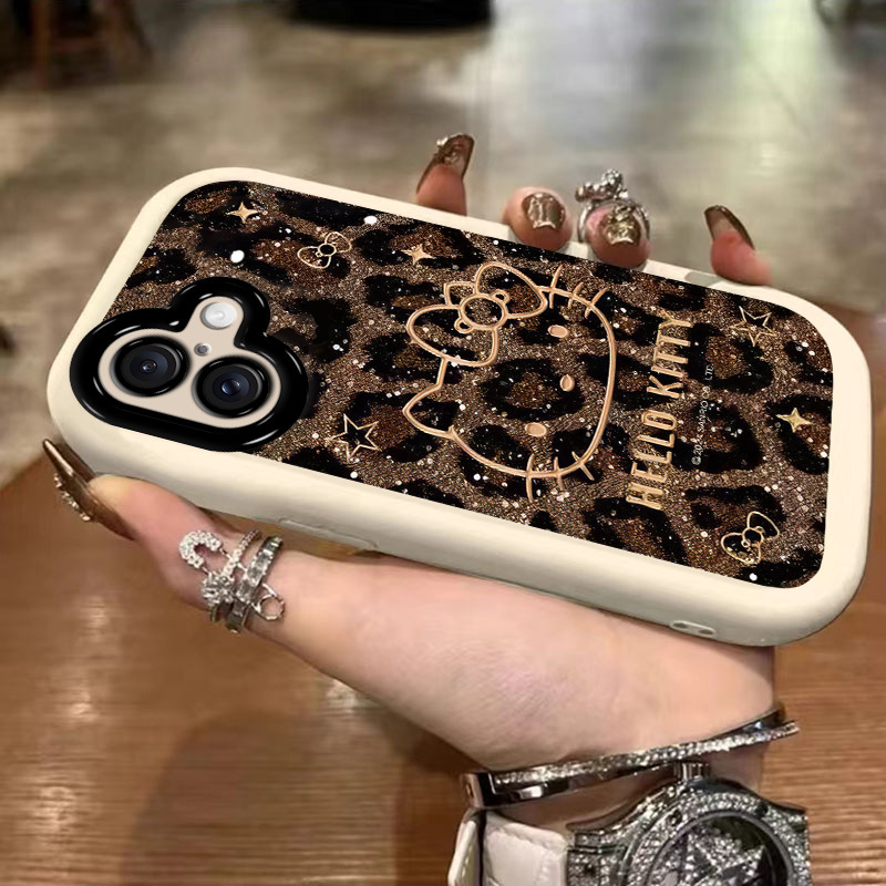 Fashionable Brand Leopard Print Kt Cat Apple 16 Mobile Phone Case Iphone15Promax All-Inclusive 14 Silicone 13 Puff 12 Anti-Fall