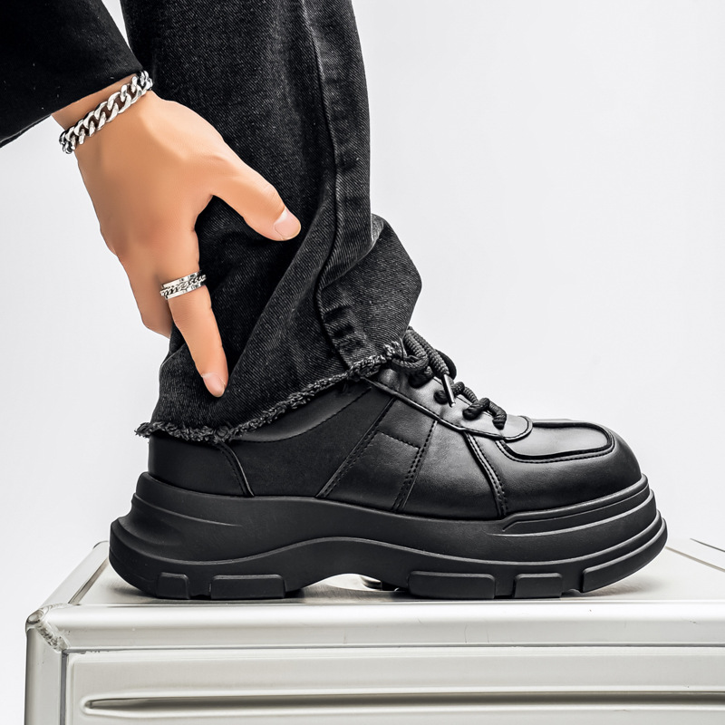 代发厚底增高鞋男士德朋克风休闲皮鞋大头百搭冬季新款跨境男鞋