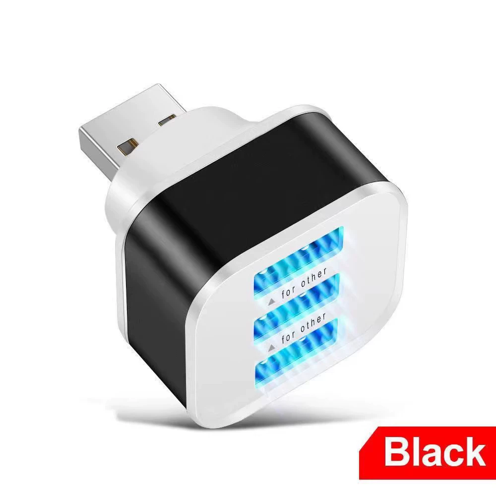 Разветвитель зарядки USB от одного до трёх, USB-распределитель для ноутбука и автомобиля, адаптер зарядки