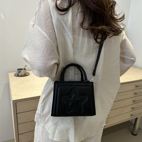 A 2025 trendy and fresh pure-colored textured floral print shoulder crossbody and hand-held small square bag