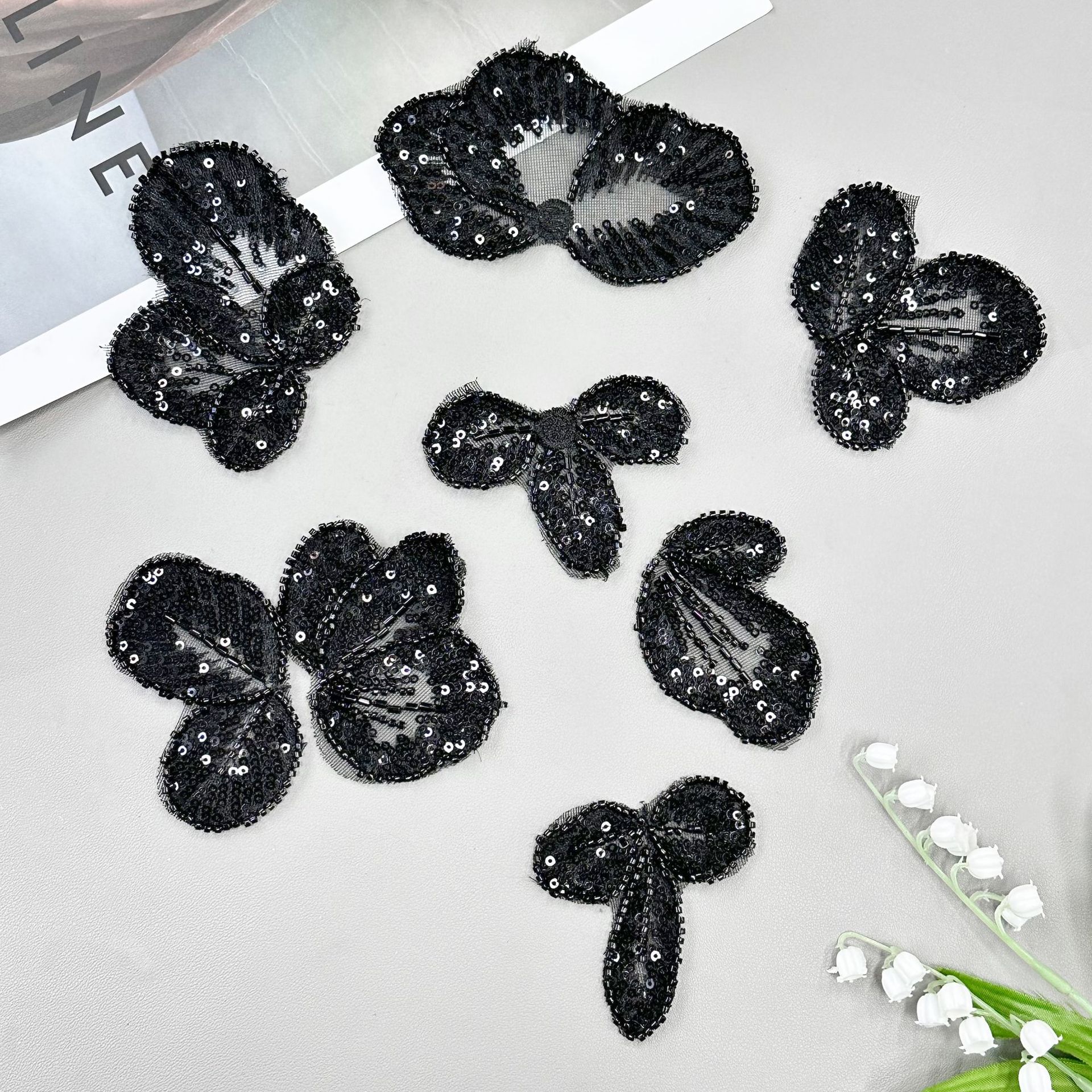 Pipe de perlas de color sólido sequinado conjunto de decoración otoño-invierno ropa de mujer camisa accesorios de ropa infantil fábrica al por mayor spot