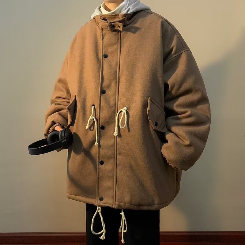 Ropa de algodón de dos piezas falsa, estilo de datos de pareja, ropa de algodón, ropa de moda de plumas, ropa de moda para hombres, chaqueta abrigada de invierno de dos piezas falsa